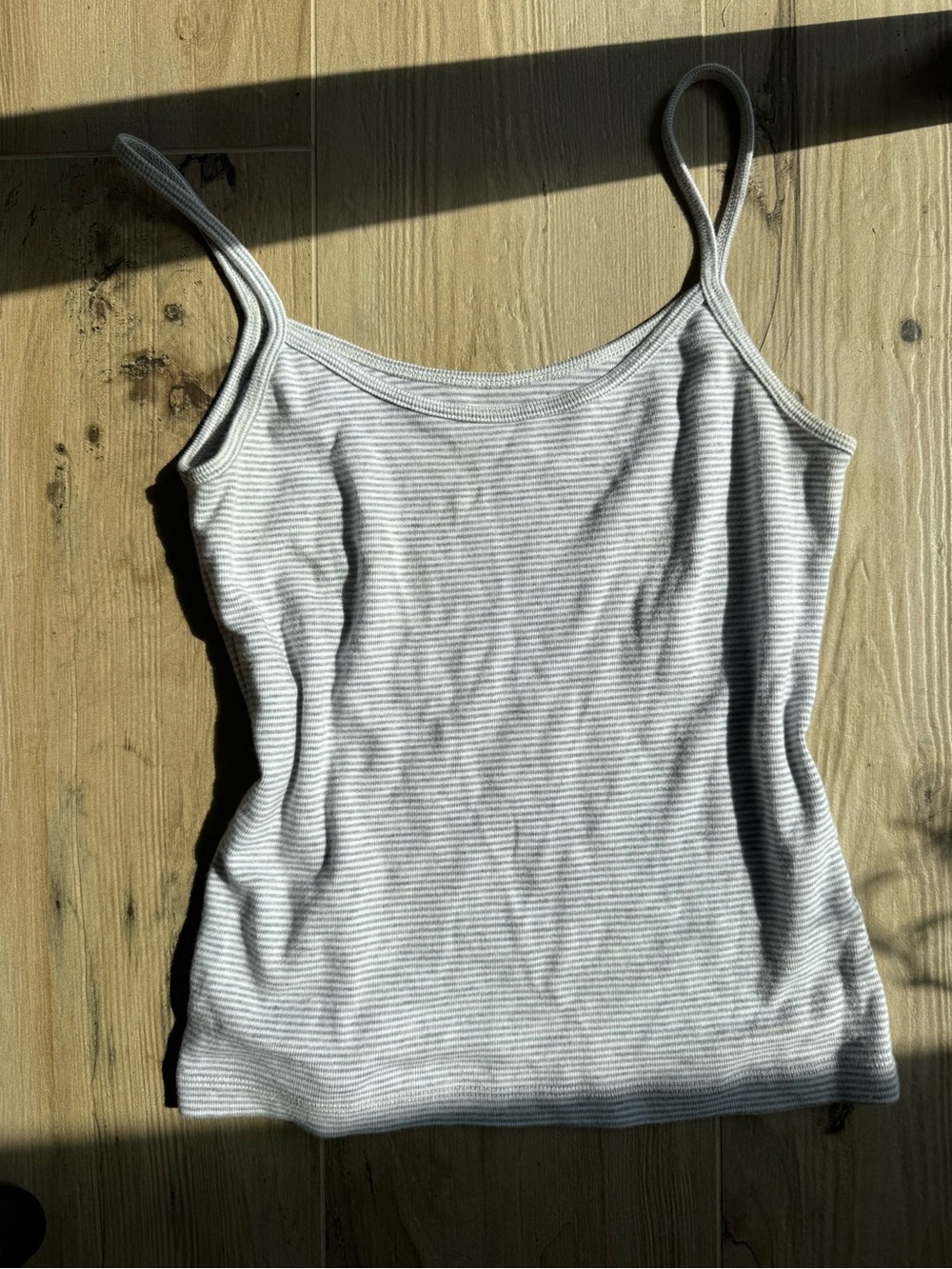 Brandy Melville Light Grey Striped Full Length Tank Top